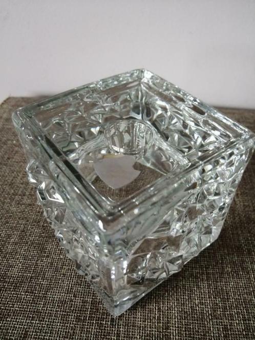 Bohemia  kristallen kubus kandelaar, Antiek en Kunst, Antiek | Glaswerk en Kristal, Ophalen of Verzenden