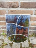 Glasraam in lood van de stad Antwerpen - Glas-in-lood, Antiek en Kunst, Antiek | Glaswerk en Kristal, Ophalen