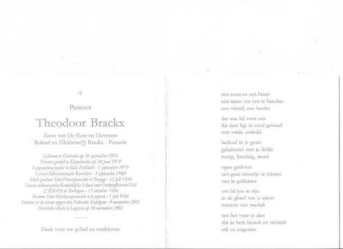 orkest diamant Lezen ② Bidprentje Theodoor Brackx - Legeraalmoezenier Koln Delbuck — Bidprentjes  en Rouwkaarten — 2dehands