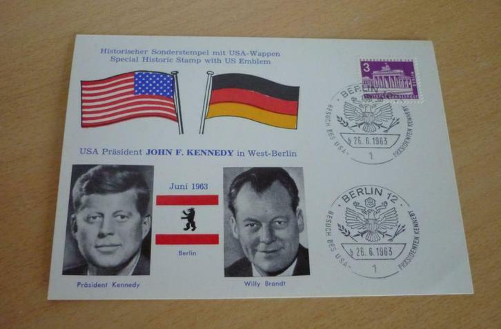 Eerstedagenvelop Deutsche Bundespost Besuch John F. Kennedy, Postzegels en Munten, Postzegels | Eerstedagenveloppen, Ophalen of Verzenden