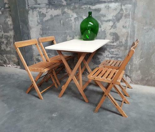 Lot partij oude retro vintage houten klaptafels plooitafels
