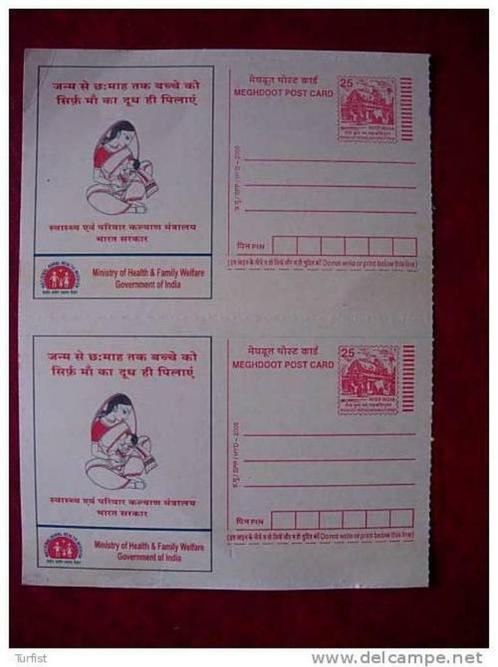 India 2 postwaardestukken ongebruikt, Postzegels en Munten, Postzegels | Azië, Postfris, Zuid-Azië, Ophalen of Verzenden