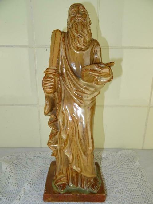 Antiek beeld Mozes aardewerk beeld Mozes met staf en boek, Antiek en Kunst, Antiek | Religieuze voorwerpen, Ophalen of Verzenden