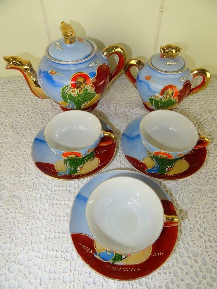 Antiek theeservies servies Japan of China 1950 curiosa kunst, Antiek en Kunst, Antiek | Porselein, Ophalen of Verzenden