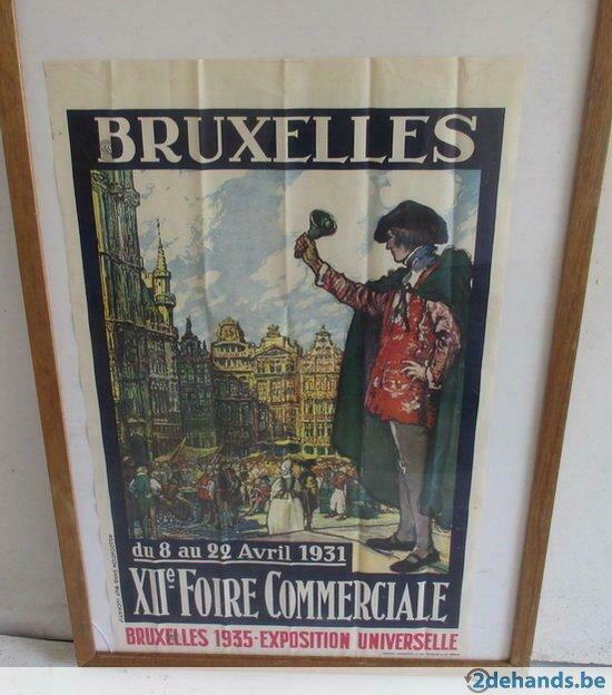 2 art deco affiches 1933 Foire de bruxelles met  belleman, Antiek en Kunst, Kunst | Overige Kunst