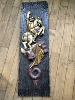 SAINT MICHEL terrasse le Dragon, bois polychrome, Antiquités & Art, Art | Sculptures & Bois