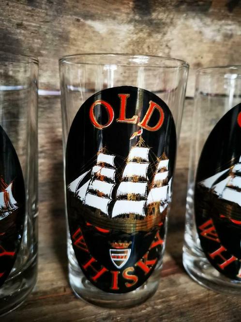 Old whisky oude  glazen 5 stuks in zeer goede staat 14 cm H, Verzamelen, Glas en Drinkglazen, Zo goed als nieuw, Borrel- of Shotglas