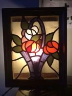 Zeer mooi oude lodglas verlichting kader 30x40cm, Antiek en Kunst, Kunst | Schilderijen | Abstract, Ophalen