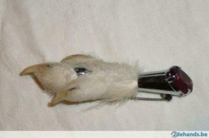 vintage juweel broche poot met steen, Handtassen en Accessoires, Broches, Gebruikt, 7 tot 10 cm, Verzenden