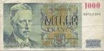 billet belge 1000 franc, Timbres & Monnaies, Monnaies | Europe | Monnaies euro, Enlèvement ou Envoi, Belgique