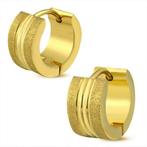 Verguld edelstalen creolen gezandstraald - OPRUIMING!, Handtassen en Accessoires, Oorbellen, Ophalen of Verzenden, Nieuw, Goud