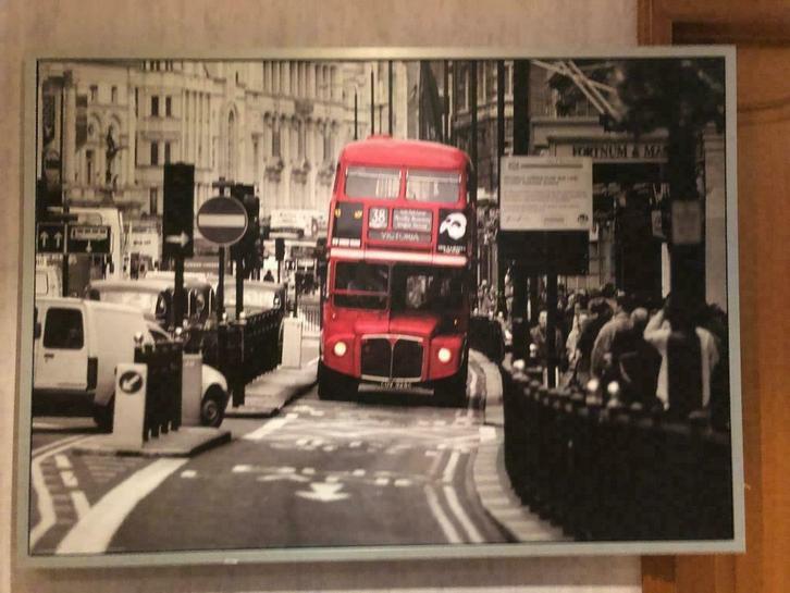 Ingelijste afbeelding/foto(Londen) op houten paneel, Huis en Inrichting, Woonaccessoires | Lijsten, Zo goed als nieuw, 75 cm of meer