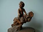 Jos. GELEYN °1863-1934 Bruges XL terre cuite putto & dauphin, Antiquités & Art, Art | Sculptures & Bois, Enlèvement