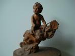 Jos. GELEYN °1863-1934 Brugge XL terracotta putto & dolfijn, Ophalen