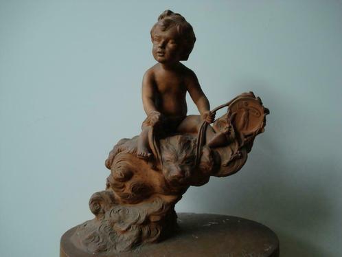 Jos. GELEYN °1863-1934 Brugge XL terracotta putto & dolfijn, Antiek en Kunst, Kunst | Beelden en Houtsnijwerken, Ophalen