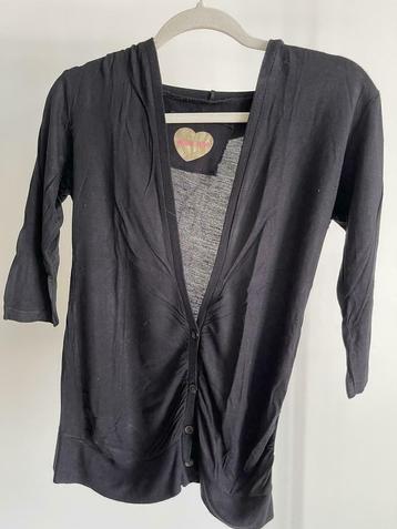 Zwart dun vestje met 3/4 mouwen, ANDERE, Taille 36 (S), Porté, Noir