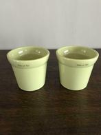 2 zachtgroene bloempotjes, Tuin en Terras, Overige materialen, Rond, Binnen, Ophalen of Verzenden
