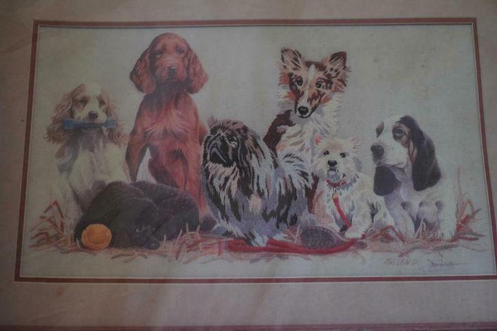 Dimensions honden 50 x 30 cm compleet pakket, Hobby en Vrije tijd, Borduren en Borduurmachines, Nieuw, Borduurpakket, Handborduren
