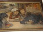 VAN BIESBROECK Gent olie/doek les buveurs d'absinthe gesign., Ophalen