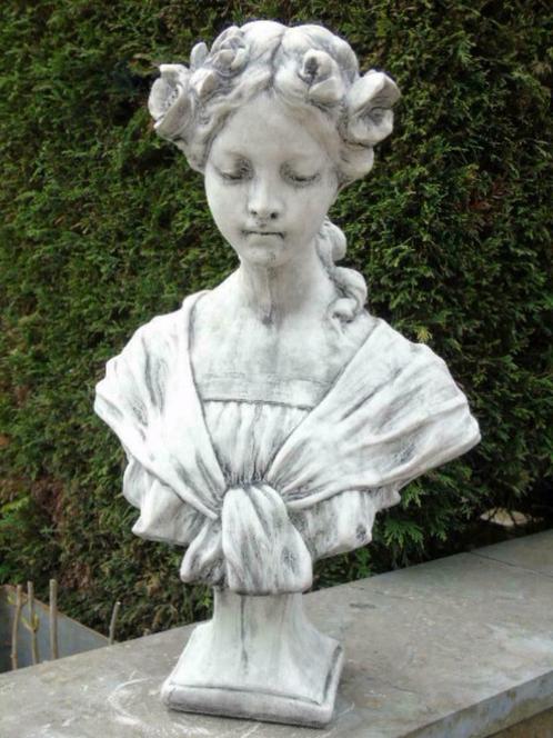 buste d une élégante en pierre pat, statue d une tête femme, Jardin & Terrasse, Statues de jardin, Neuf, Autres types, Pierre