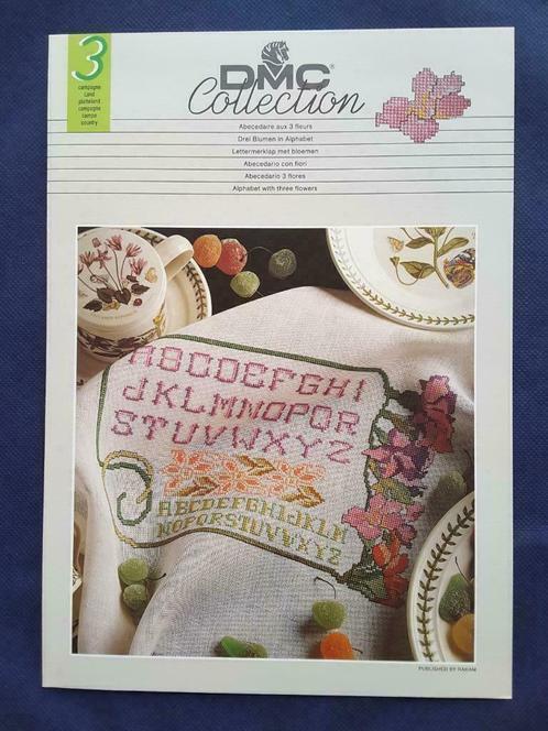 DMC Folder Campagne Collectie - Abecedary met 3 bloemen, Hobby en Vrije tijd, Borduren en Borduurmachines, Nieuw, Patroon, Handborduren