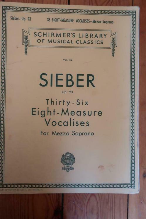 Sieber op.93 Thirty-six Eight Measure Vocalises (for MezzoS), Boeken, Muziek, Gelezen, Instrument, Ophalen of Verzenden