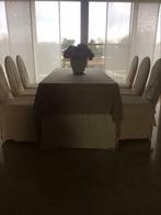Tafel mee 6 stoelen plus salontafel kleur wit ..bekleding be, Gebruikt, Ophalen