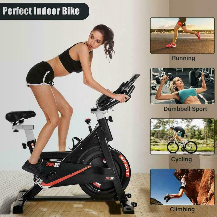 Comfortabele Speedbike Hometrainer Indoor Fietsen Tot 120kg, Sport en Fitness, Fitnessapparatuur, Nieuw, Hometrainer, Aluminium
