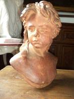 G. VANDER LINDEN 1830-1911 Leuven kinderkopje buste terracot, Antiek en Kunst, Ophalen