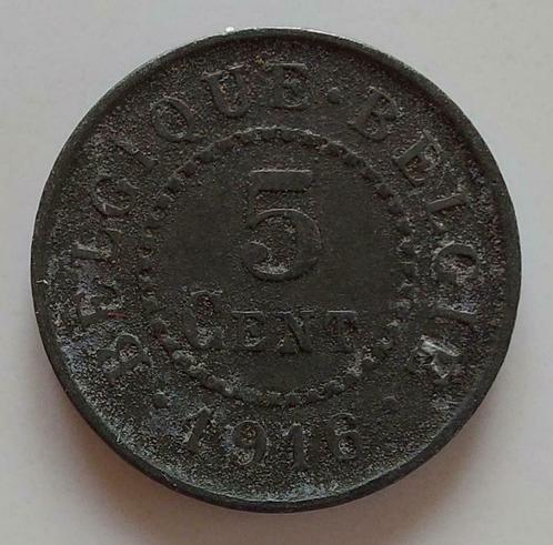 Belgium 1916 - 5 Ct Zink/Duitse bezetting/Albert I - Mor 441, Postzegels en Munten, Munten | België, Losse munt, Verzenden