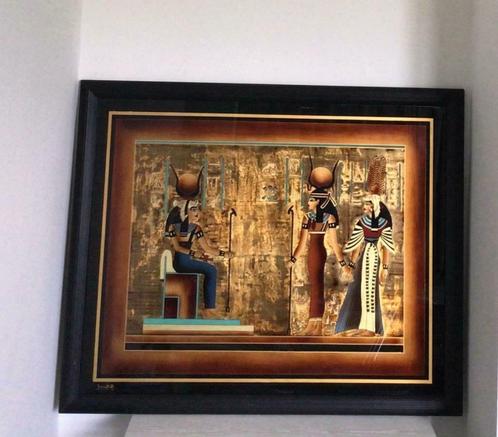 Peinture églomisé scène d’Egypte antique (Nefertiti)110 X 85, Antiquités & Art, Art | Dessins & Photographie, Enlèvement
