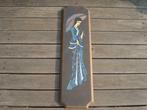 Retro houten paneel met dame, Ophalen of Verzenden