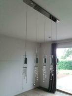Moderne luster hoogglans zilverkleurig en glas, Huis en Inrichting, Ophalen, Gebruikt, Glas