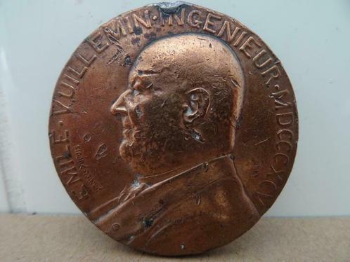 Antieke plaquette penning Emile Vuillemin ingenieur MDCCCXCV, Postzegels en Munten, Penningen en Medailles, Brons, Ophalen of Verzenden