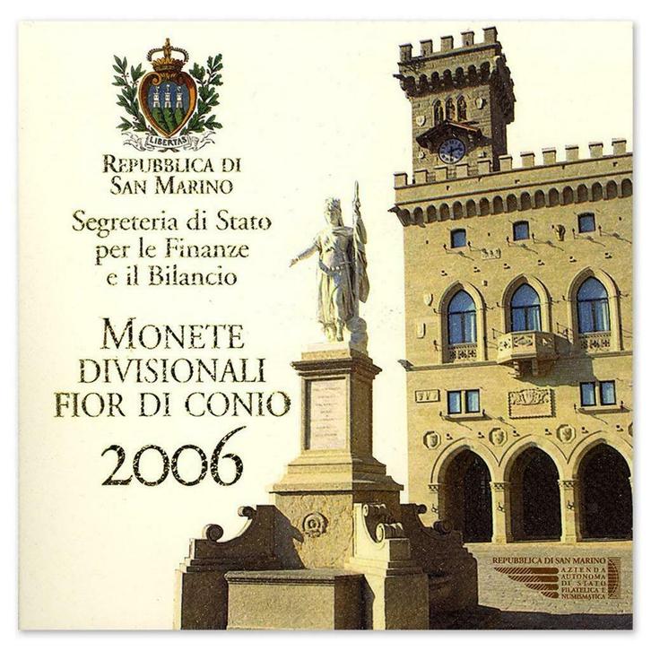 San Marino BU-jaarset 2006 + 5 euro, Postzegels en Munten, Munten | Europa | Euromunten, Setje, Overige waardes, San Marino, Zilver