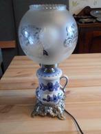 Lampe décorative en porcelaine bleue/étain/verre, Comme neuf, Enlèvement, Moins de 50 cm, Autres matériaux