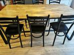 set van 6 vintage houten bistrot stoelen, Vijf, Zes of meer stoelen, Gebruikt, Hout, Zwart