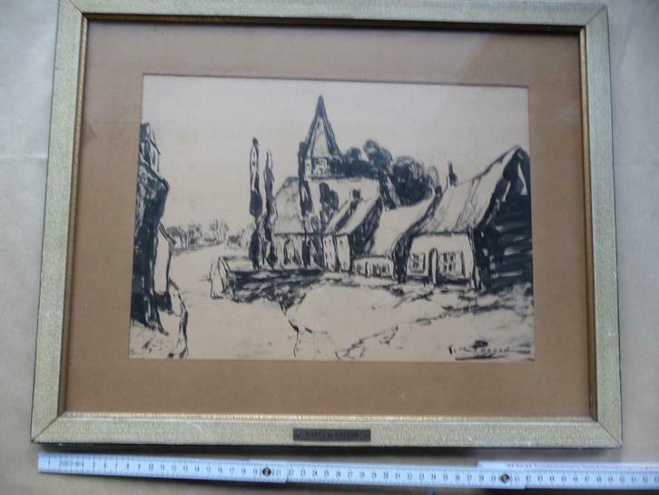 KAREL DE POSSON - LAVIS - DORPSGEZICHT, Antiek en Kunst, Kunst | Schilderijen | Klassiek, Ophalen of Verzenden