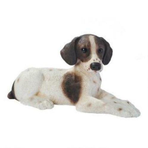 Design Toscano CF3446 Hond beeld Pointer Puppy bruin / wit, Antiek en Kunst, Curiosa en Brocante, Ophalen of Verzenden