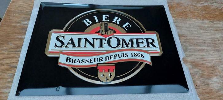 Metalen reclamebord Bière Saint-Omer, Verzamelen, Biermerken, Nieuw, Reclamebord, Plaat of Schild, Ophalen of Verzenden