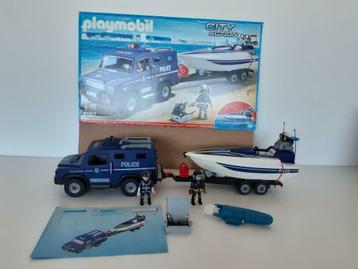 zoet Duplicaat Gang ② Playmobil 5187: politieterreinwagen met speedboot — Jouets | Playmobil —  2ememain