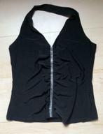 T-shirt noir dos nu avec strass., Taille 36 (S), Noir, Cool Cat, Sans manches