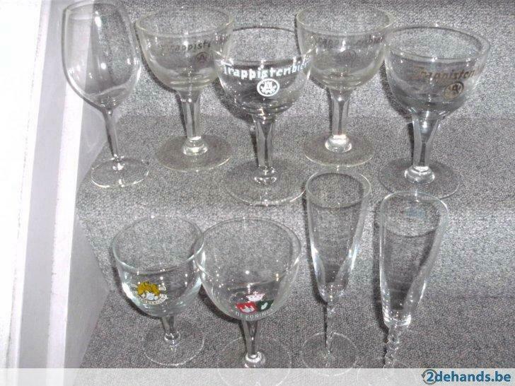 glazen trappist, champagne, De Koning, Grimbergen, wijnglas, Gebruikt, Glas of Glazen