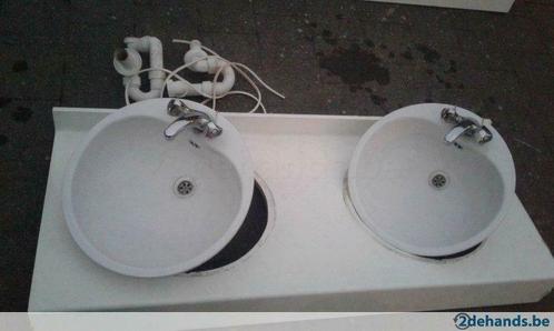set met dubbele inbouw wastafels - ideaal vr club, garage, Doe-het-zelf en Bouw, Sanitair, Gebruikt, Wastafel, Ophalen