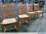 Eiken stoelen met rieten zitting, Huis en Inrichting, Gebruikt, Hout, Ophalen