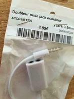 --Doubleur de prise jack 3.5mm-neuf et emballé, Enlèvement ou Envoi, Neuf, Fil ou câble, Autres marques