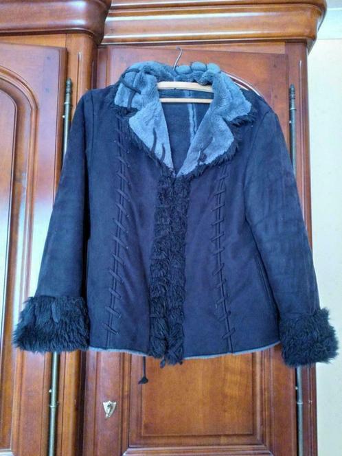 manteau d'hiver/manteau d'automne noir - aspect daim- T38-40, Vêtements | Femmes, Vestes | Hiver, Comme neuf, Taille 38/40 (M)