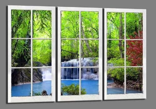 AANBIEDING canvas schilderij Waterval Natuur 130 x 80 cm, Antiek en Kunst, Kunst | Schilderijen | Modern, Verzenden