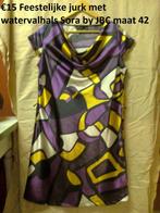 Feestelijke jurk met watervalhals Sora by JBC maat 42, Paars, Ophalen of Verzenden, Zo goed als nieuw, Boven de knie