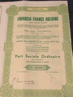 Oud aandeel Financia France Holding, Postzegels en Munten, Aandelen en Waardepapieren, 1970 tot heden, Ophalen of Verzenden, Aandeel